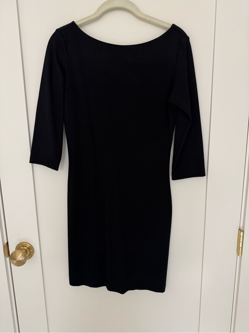 Amanda Uprichard Black Long-Sleeve Boatneck Sheath Dress